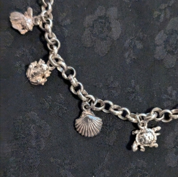 925 Sterling Silver Jewelry - 8" 925 Sterling Silver Mini Sea Creature Ocean Charm Bracelet